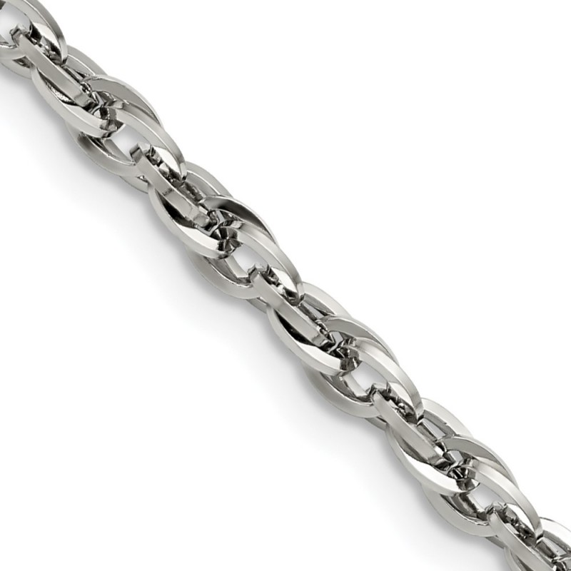Stainless Steel Polished 4.2mm 30 inch Fancy Twisted Link Chain