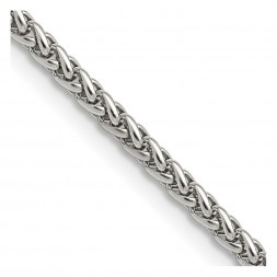 Stainless Steel Polished 3mm 24in Wheat Chain