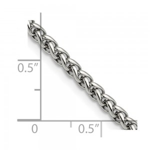 Stainless Steel Polished 4mm 22in Wheat Chain