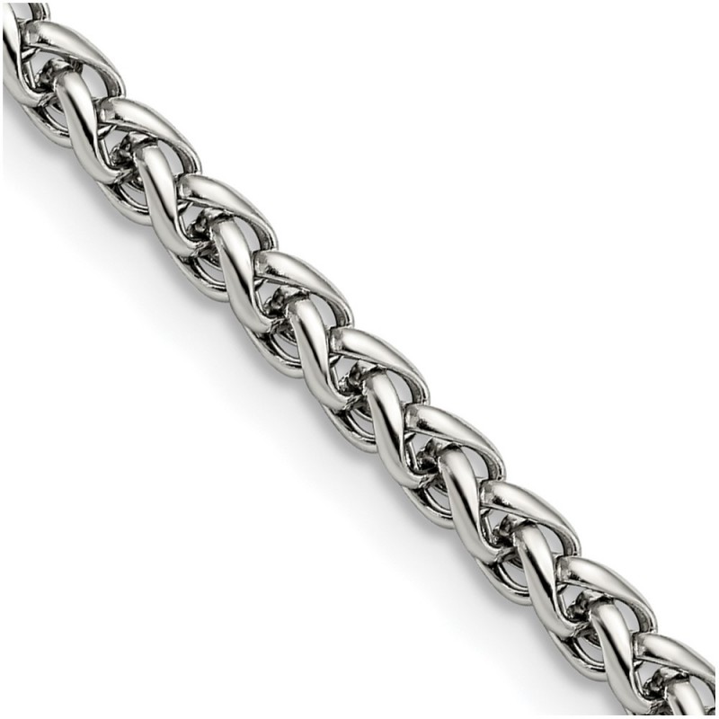 Stainless Steel Polished 4mm 20in Wheat Chain