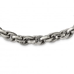 Stainless Steel Polished Oval Link 24in Necklace