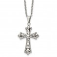 Stainless Steel Antiqued and Polished Cross 20in Necklace