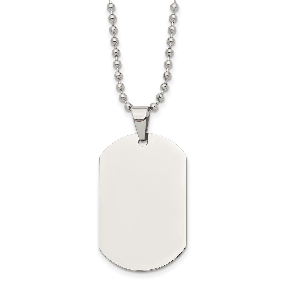Stainless Steel Polished Dog Tag 24in Necklace