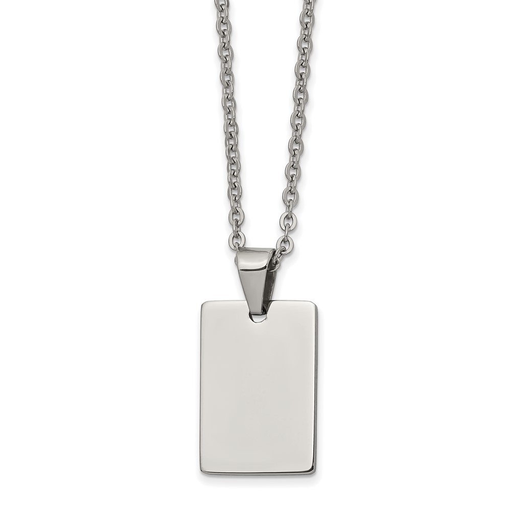 Stainless Steel Polished Dog Tag 18in Necklace