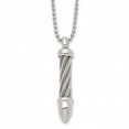 Stainless Steel Polished Twisted Wire Bullet 24in Necklace