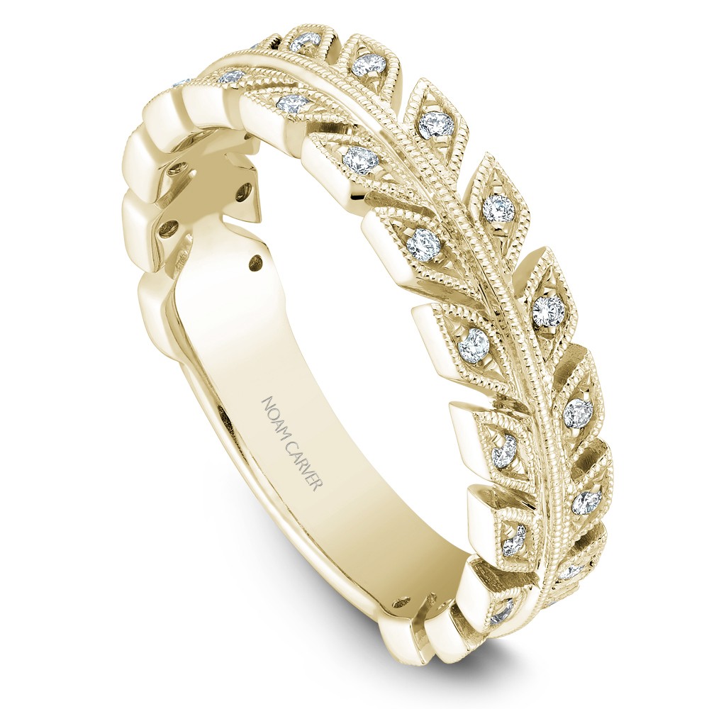 Noam Carver Yellow Gold Stackable Ring With 28 Round Diamonds