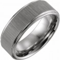 Tungsten 8 mm Rounded Edge Size 10 Band with Stone Finish