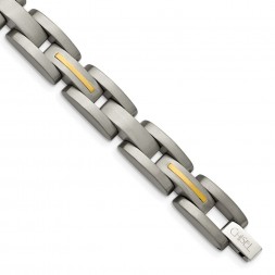 Titanium w/14k Inlay Brushed 8.5in Bracelet
