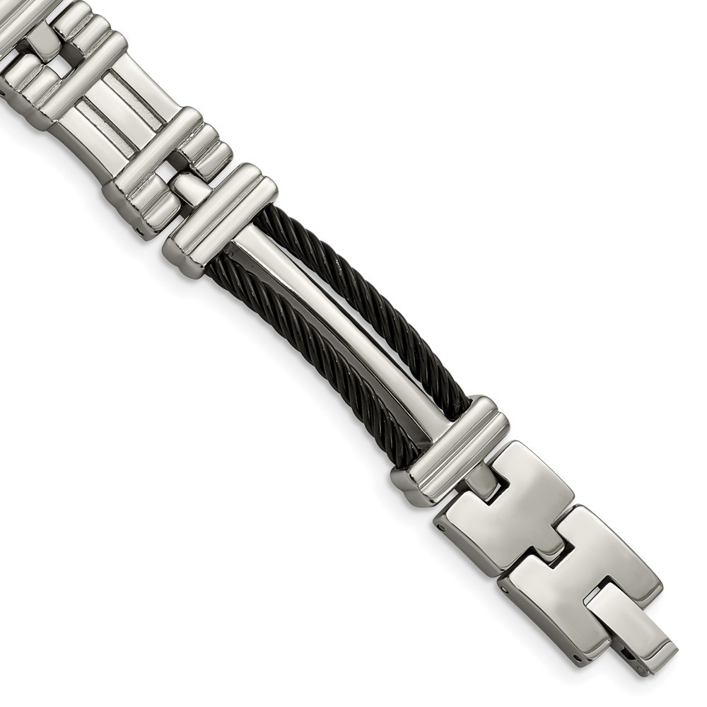 Titanium Polished Black IP-plated 8.5in Bracelet