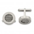 Titanium & Steel Wire Brushed and Polished Cuff Links
