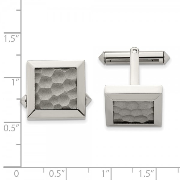 Titanium Polished and Hammered Cuff Links