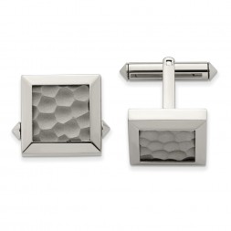 Titanium Polished and Hammered Cuff Links