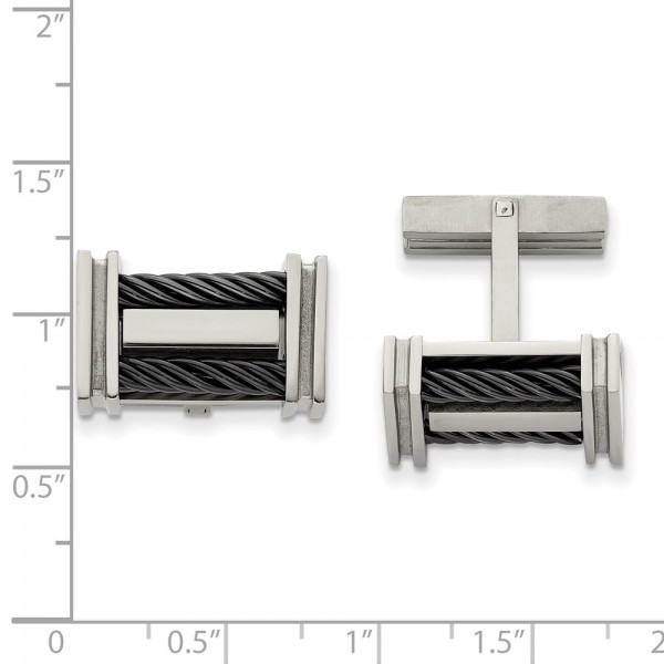 Titanium Polished Black IP-plated Wire Cuff Links