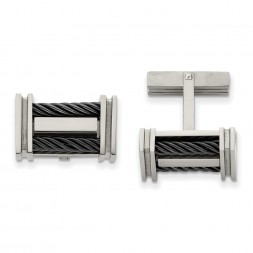 Titanium Polished Black IP-plated Wire Cuff Links