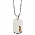 Titanium Polished Yellow IP-plated Dog Tag 22in Necklace