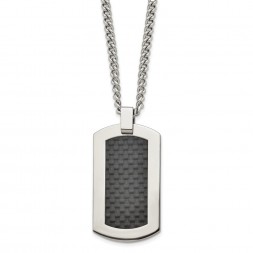 Titanium Polished w/Black Carbon Fiber Inlay 24in Necklace