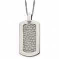 Titanium Polished and Hammered Dog Tag 22in Necklace