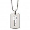 Tungsten Polished Dog Tag with Key Cut-out 22in Necklace