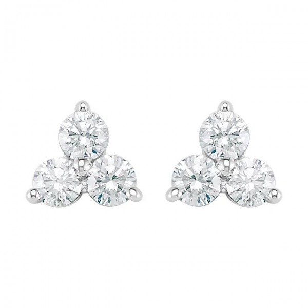 14K White 1/3 CTW Diamond Three-Stone Earrings