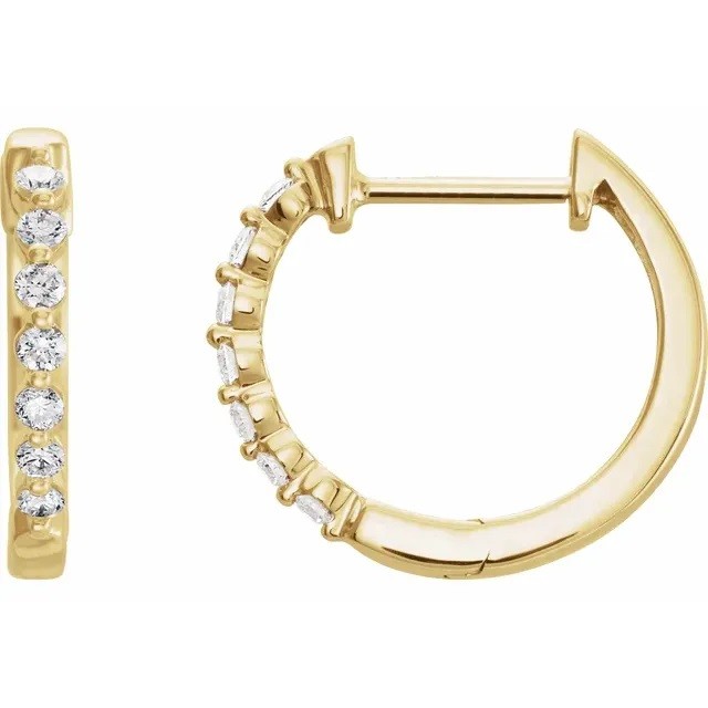 14K Yellow 1/5 CTW Diamond Hoop Earrings