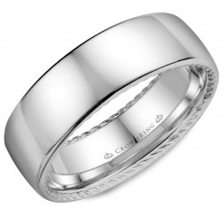 White Gold With A Polished Finish And Hidden Rope Detailing Wedding Band