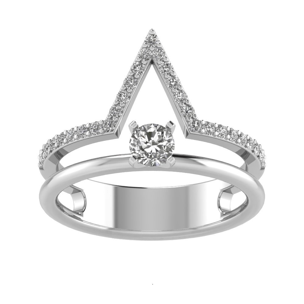 V Shaped Band and Solitaire Diamond Set