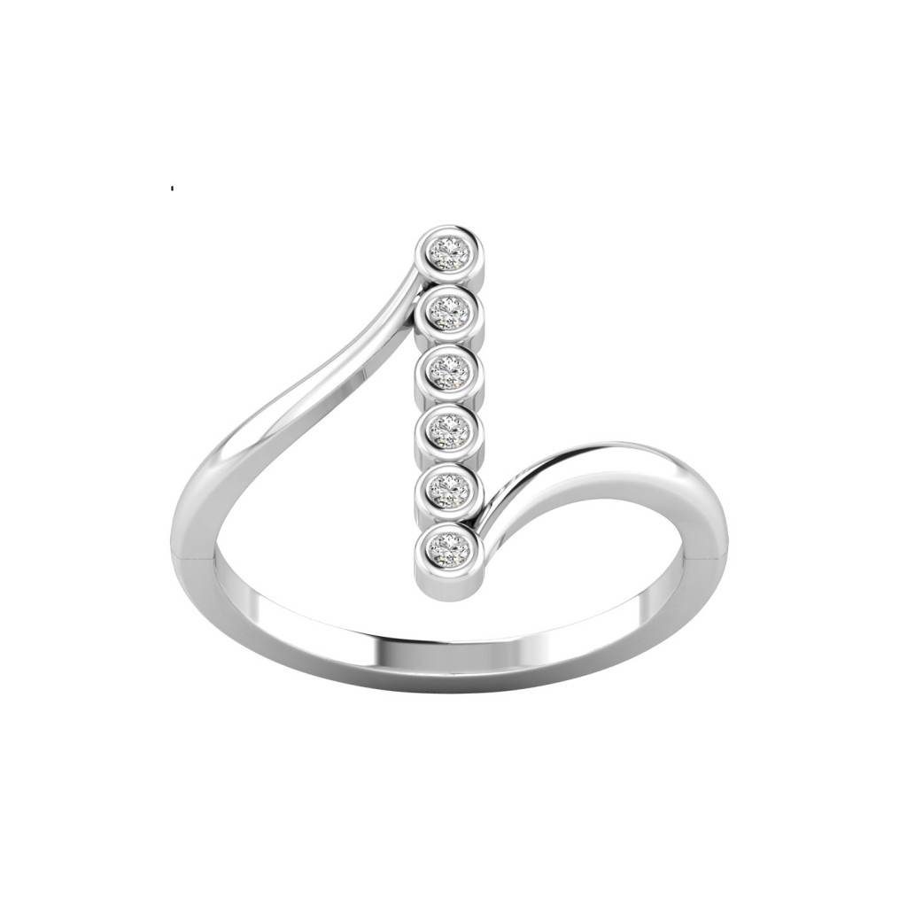 Vertical Six Stone Bezel Diamond Ring