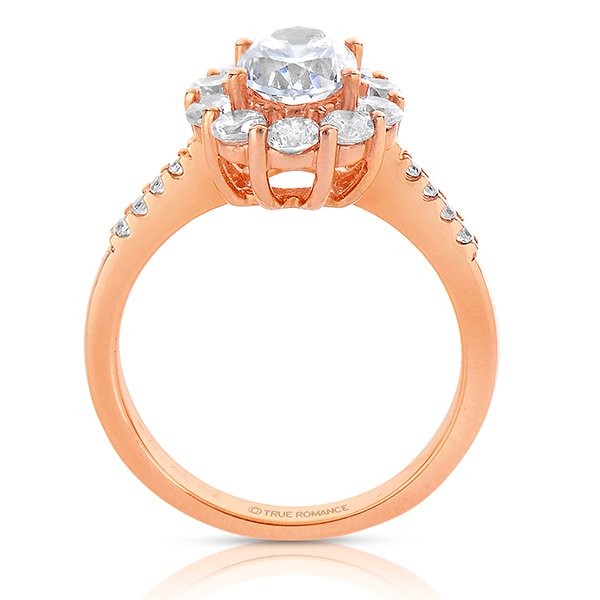 Ct180-14k Rose Gold Oval Cut Halo Diamond Semi Mount Engagement Ring