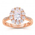 Ct180-14k Rose Gold Oval Cut Halo Diamond Semi Mount Engagement Ring