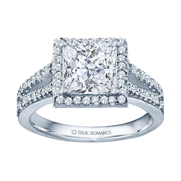 Rm1098p-14k White Gold Halo Semi Mount Engagement Ring