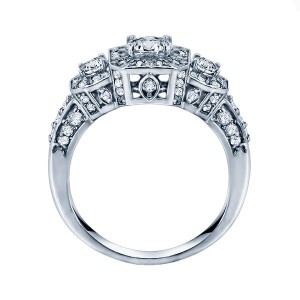 Rm1113r-14k White Gold Round Cut Diamond Vintage Style Semi Mount Engagement Ring