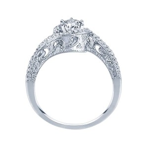 Rm1159-14k White Gold Vintage Semi Mount Engagement Ring