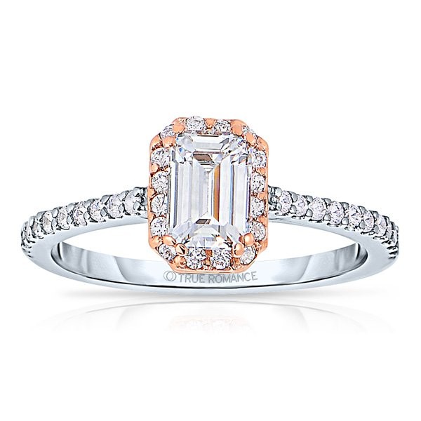 Rm1309ett-14k White Gold Emerald Cut Halo Diamond Semi Mount Engagement Ring