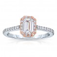 Rm1309ett-14k White Gold Emerald Cut Halo Diamond Semi Mount Engagement Ring