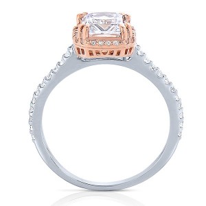 Rm1309ptt-14k Rose Gold Princess Cut Halo Diamond Semi Mount Engagement Ring