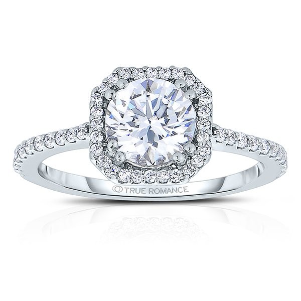Rm1309r-14k White Gold Round Cut Halo Diamond Semi Mount Engagement Ring