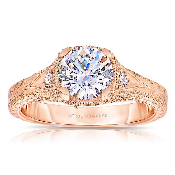 Rm1316-14k White Gold Round Cut Diamond Vintage Style Semi Mount Engagement Ring