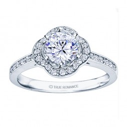 Rm1347-14k White Gold Round Cut Halo Diamond Semi Mount Engagement Ring