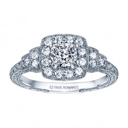 Rm1360cu -14k White Gold Cushion Cut Halo Diamond Vintage Semi Mount Engagement Ring