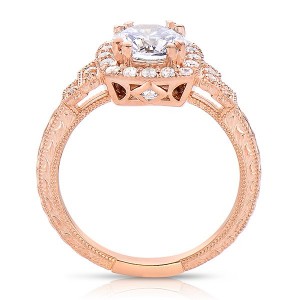 Rm1360r -14k Rose Gold Round Cut Halo Diamond Vintage Semi Mount Engagement Ring