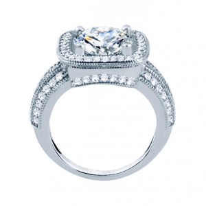 Rm1377-14k White Gold Vintage Semi Mount Engagement Ring