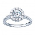 Rm1381-14k White Gold Round Cut Halo Diamond Semi Mount Engagement Ring