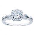 Rm1390-14k White Gold Round Cut Halo Diamond Infinity Semi Mount Engagement Ring