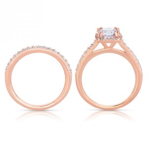 Rm1390r_set -14k Rose Gold Round Cut Halo Diamond Infinity Semi Mount Engagement Ring