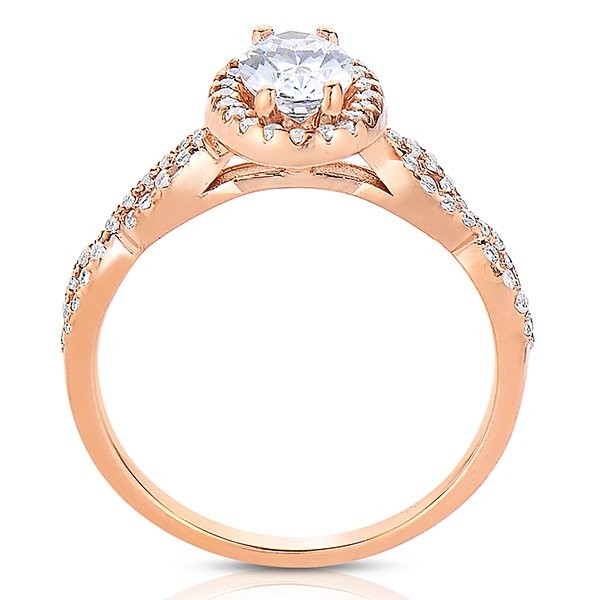 Rm1390vrs -14k Rose Gold Oval Cut Halo Diamond Infinity Semi Mount Engagement Ring