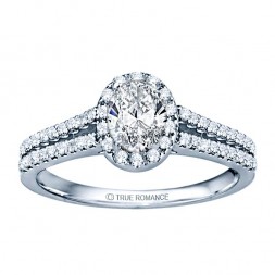 Rm1395v-14k White Gold Oval Cut Halo Diamond Split Shank Semi Mount Engagement Ring