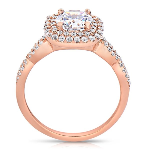 Rm1404r_rs-14k Rose Gold Round Cut Double Halo Diamond Infinity Semi Mount Engagement Ring