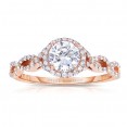 Rm1406-14k Rose Gold Round Cut Halo Diamond Infinity Semi Mount Engagement Ring