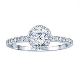 Rm1408-14k White Gold Round Cut Halo Diamond Semi Mount Engagement Ring