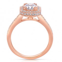 Rm1414r-14k Rose Gold Round Cut Halo Diamond Semi Mount Engagement Ring